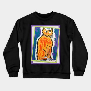 John Hinckley's original artwork (cat painting, in frame). Crewneck Sweatshirt